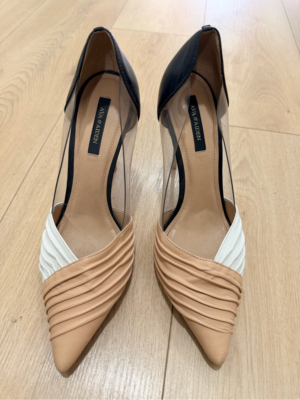 NWOT! AVA & AIDEN Women's Black, Beige, Clear and White Pointed-Toe Pumps